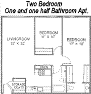 Floor Plan, 2 Bed, 1.5 Bath, Longview WA Apartment