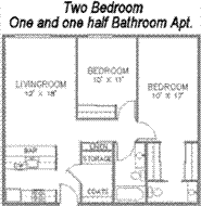 2 Bed, 1.5 Bath - Apartment Longview WA Floor Plan